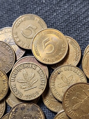 MIXED DATES- GERMANY 5 PFENNIG - ONE Excellent Coin - FREE SHIPPING 