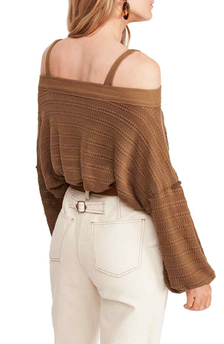Free People Sistine Top Hacci knit cold shoulder size S