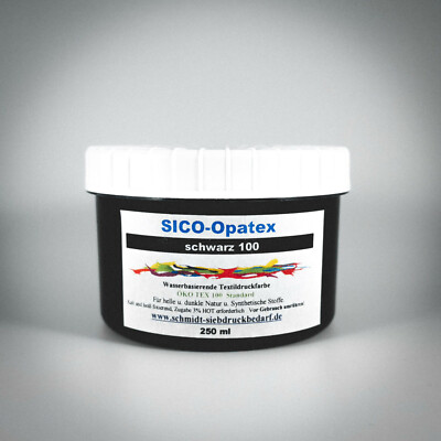 250ml SICO OPATEX 100 schwarz | Siebdruckfarbe für helle & dunkle Textilien deck