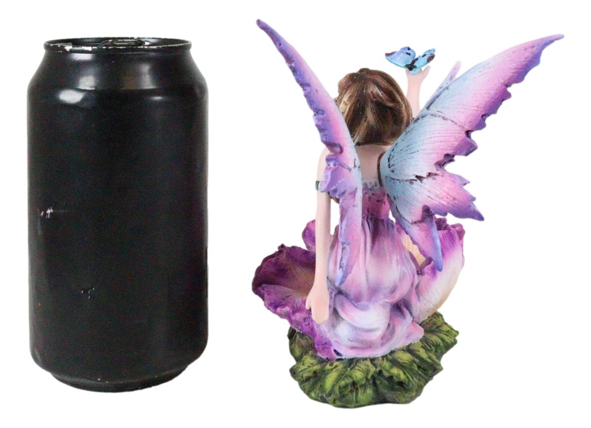 Whimsical Fantasy Fuchsia Pink Flower Fairy With Blue Butterfly