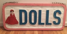 Reclaimed Antique Store Sign  Carved Wood Sign DOLLS  Unique Headboard 