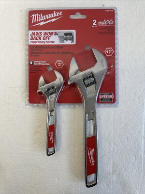 Milwaukee 6 & 10  2pc Adjustable Wrench Set 48-22-7400