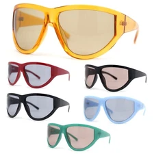 XXL Oversized Trendy Modified Curved Wrap Around Sport Plastic Sunglasses