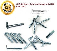 L HOOK Heavy Duty Tool Hanger with FREE Raw Plugs Free and Fast Postage