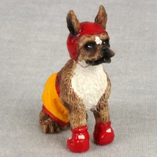Avery Creations 1994 BOXER DOG Alabastrite Figurine Boxing outfit MINI 2.25 inch