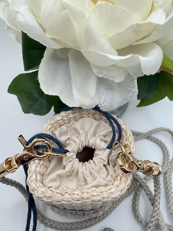 Christian Dior Straw Pouch Mini Shoulder Bag Bucket Novelty Makeup Cosmetic - Image 4 of 4