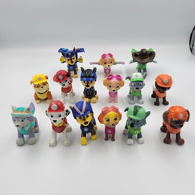 LOT OF 15 PAW PATROL MINI ACTION FIGURES CHASE MARSHALL ROCKY SKYE ZUMA RUBBLE