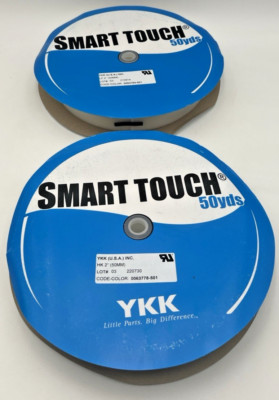YKK SMART TOUCH 2'' HOOK & LOOP FASTENER WHITE PARTIALLY USED 50 YD ROLLS SEW ON