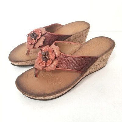 clarks floral wedge