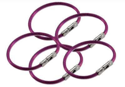 Lucky Line 5'' Flex-O-Loc Cable Key Ring, Galvanized Steel,  Pink