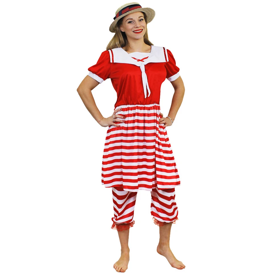 LADIES 1920S BATHER COSTUME VICTORIAN BATHING SUIT SWIMSUIT FANCY DRESS OUTFIT - Image 2 of 2