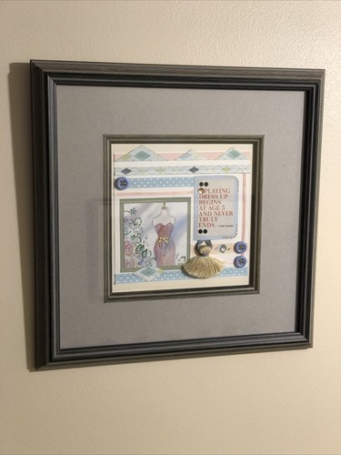 VESTIDO DE JUEGO: Tarjeta de arte hecha a mano inspirada en Kate Spade, enmarañada, enmarcada con vidrio - Imagen 4 de 8