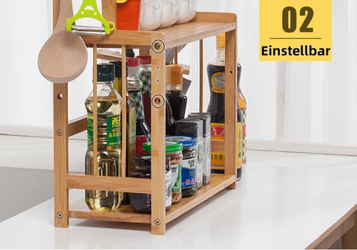 3 Ebenen Regal Holzregal Bambus Standregal Bücherregal Küchenregal Gewürzregal - Bild 6 von 8