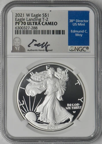 2021-W T-2 American Silver Eagle NGC PF70 Ultra Cameo Moy Signed ✪COINGIANTS✪