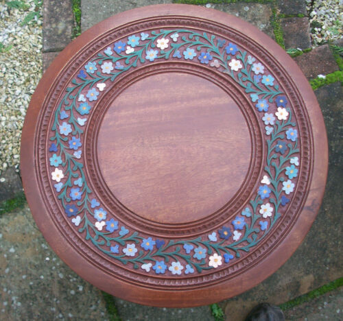 LARGE VINTAGE OCTAGONAL ANGLO/INDIAN FOLDING WOODEN SIDE TABLE - Picture 5 of 7