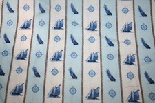 STRIPES OF SAILBOATS IN BLUE FROM QUILTING TREASURES - 100 COTTON FABRIC
