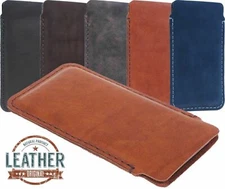 SLIM CHIC CASE COVER HAND SEWN OF GENUINE LEATHER POUCH SLEEVE FOR MOBILE PHONES