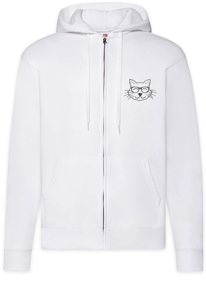 Nerd Kitty Zipper Hoodie Cat Cats Love Addicted Addiction Geek Glasses Scientist