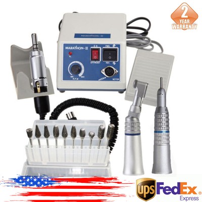 Dental Lab Marathon Micromotor N3 Straight Contra Angle Handpiece 35K RPM +10Bur