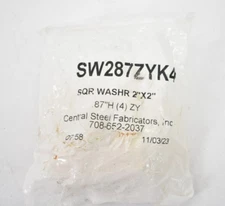 Lot of 4 Central Steel Fabricators Square Washers 2" x 2" x .87" H SW287ZYK4