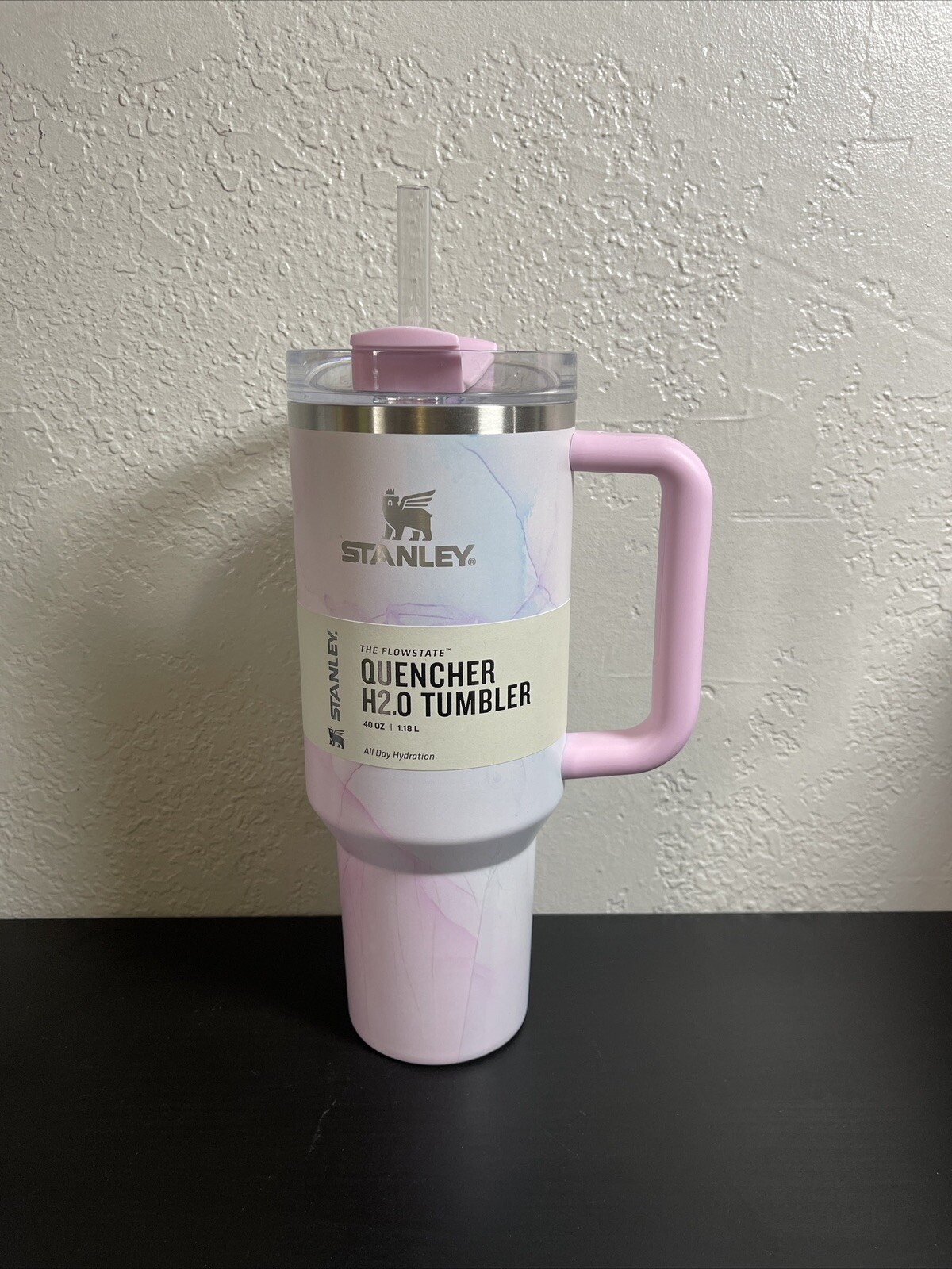 Stanley 40 oz WATERCOLOR TULLE PINK Stainless Steel H2.0 Flowstate Tumbler Cup