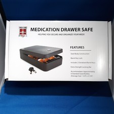 Medicine Safe Medication Drawer Safe MDS-2K Holds 6 Standard Presc. Bottles NEW