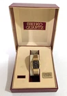Seiko Tank Watch Women 18mm Black Dial Gold Tone Rectangle 2320-5229