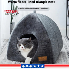 Warm Triangle Cat Bed Closed Pet House Thickened Nest Tent for Cats Dogs Sleep