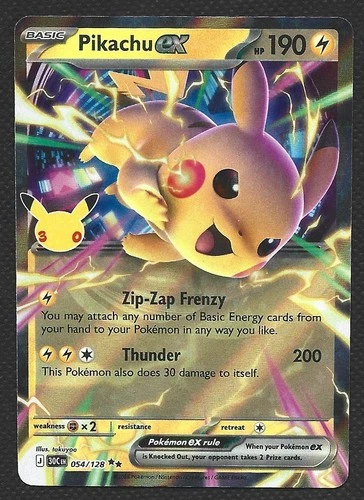 Pokemon 30th Celebration Pikachu ex 054/128 Double Rare Holo Near Mint - product listing photo