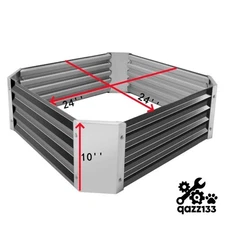 1* For Plant Flower Vegetable Galvanized Raised Garden Bed Planter Box 24x24x10"
