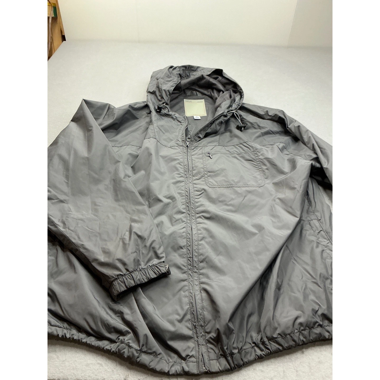 Old Navy Vintage Windbreaker Hooded Jacket Grey XL Gorpcore Full Zip 303592