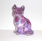 Fenton Glass Mold Alexandrite Carnival Sitting Cat Figurine West Virginia Glass