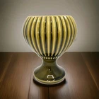 Vintage McCoy Floraline Green Ribbed Art Pottery Pedestal Planter Vase #407 USA