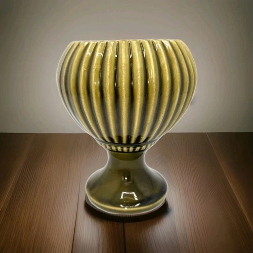 Vintage McCoy Floraline Green Ribbed Art Pottery Pedestal Planter Vase #407 USA