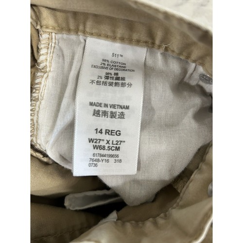 Boys Levis 511 Slim Khaki Pants Size 14 (27x27) - Afbeelding 5 van 5