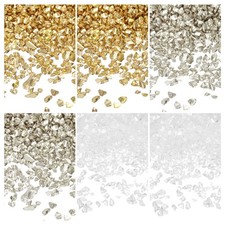 26g 2-4mm Crushed Metallic Irregular Glass Chips, Silver/Gold/White