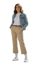 Authentic Galaxy Teen Girls Khaki Twill Chino Pants Back Elastic Waist Size 12