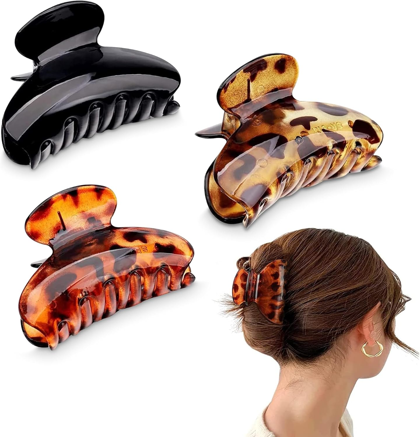 3 Pcs Hair Jaw Clips, 7Cm X 4Cm/2.8Inch X 1.6Inch Medium Acrylic Hair Claw Clips
