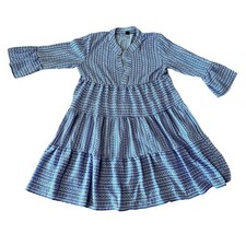 Esmara Blue & White Long Sleeve Tiered Dress Size Medium Cottagecore Boho Chic