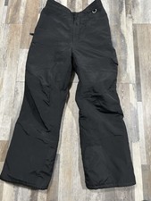 Men's Slalom Black Nylon Lined Insulated Ski Snow Pants XL Adjustable Waist 32L