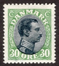 DENMARK 1918 SC #111 - VF MHR* 30o, Christian X,  cv $35.00  *Bay Stamps*
