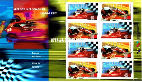 CANADA 1997 GILLES VILLENEUVE (1950-1982) #1648b MINT NH SOUVENIR SHEET OF 8 !!