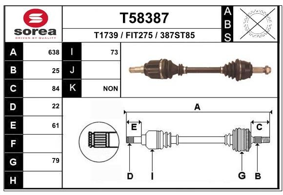 EAI Antriebswelle Vorne Links Passend FüR Fiat Stilo 192 192_ T58387-image