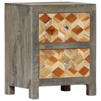 Vidaxl Nachttisch Grau 40X30X50 Cm Massivholz Mango Neu