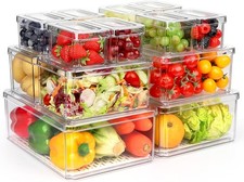 10 Pack Refrigerator Pantry Organizer Bins, Stackable Fridge Organizer