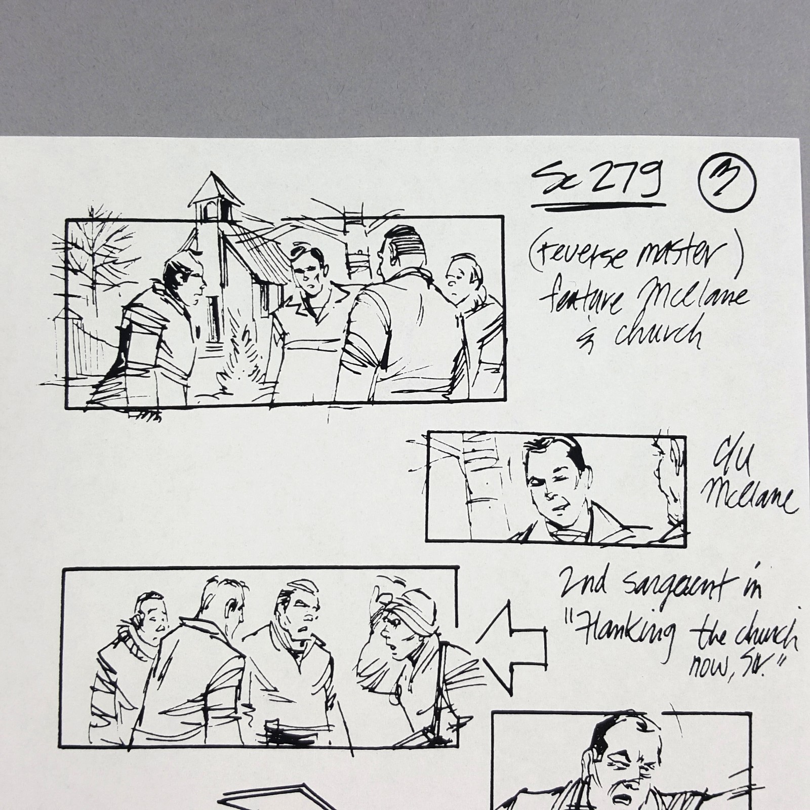 Image 3 of Die Hard 2 - Production Used Storyboard, Bruce Willis at Church Movie Prop 279-3