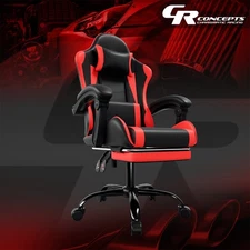 Red Adjustable Recliner Computer Gaming Chair w/ Linkage Armrest & Footrest