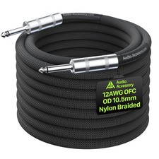 12 AWG OFC Speaker Cable 1/4 Inch 15ft Nylon Braided, Noiseless Design Triple...