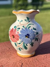 Vtg Yellow Italian Miniature Bud / Succulent Vase Flowers