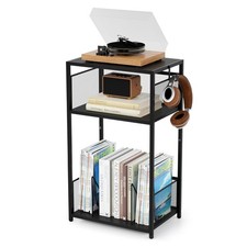 Aduanbang 3 Tier End Table,Record Player Stand with Storage Up to 100 Albums,...